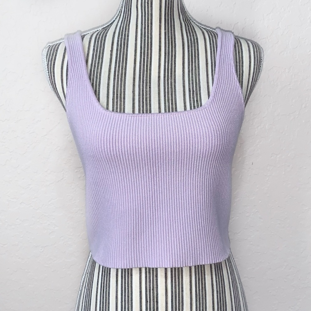 House Of Harlow 1960 Ribbed Sculpt Knit Luxe Essentials Crop Top Womens Large